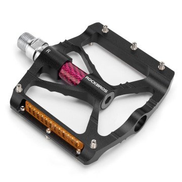 Rockbros K307PT Aluminum Reflective Platform Bicycle Pedals - Black Rockbros K307PT Aluminum Reflective Platform Bicycle Pedals - Black