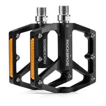 Rockbros K371 Reflective Aluminum Bicycle Pedals with Sealed Bearings - Black Rockbros K371 Reflective Aluminum Bicycle Pedals with Sealed Bearings - Black