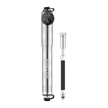 Rockbros HQ-67A-L03 Bicycle Pump with Pressure Gauge - Silver Rockbros HQ-67A-L03 Bicycle Pump with Pressure Gauge - Silver