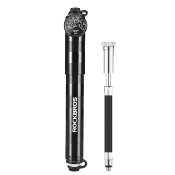 Rockbros HQ-67A-L03 BK Bicycle Pump with Pressure Gauge - Black Rockbros HQ-67A-L03 BK Bicycle Pump with Pressure Gauge - Black