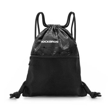 Rockbros D49-2 sports backpack bag with drawstring, zipper pocket and ventilated back 9 l - black Rockbros D49-2 sports backpack bag with drawstring, zipper pocket and ventilated back 9 l - black