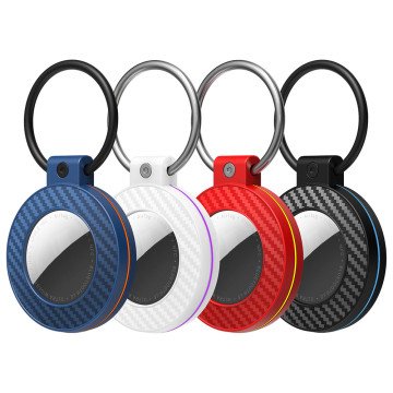 Airtag case with carbon fiber pattern keychain, 4 pcs. - multicolor Airtag case with carbon fiber pattern keychain, 4 pcs. - multicolor