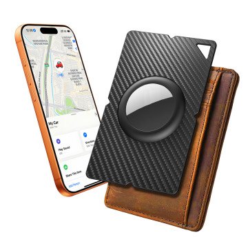 Airtag Carbon Fiber Pattern Wallet Card Case - Black Airtag Carbon Fiber Pattern Wallet Card Case - Black