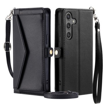 Samsung Galaxy A56 5G Leather Wallet Case with Stand Function and Straps - Black