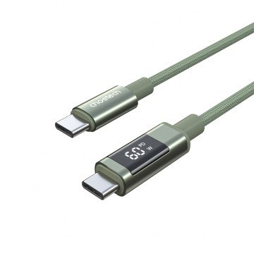 Choetech XCC-1068 PD 60W USB-C - USB-C Cable with Display 1.2 m - Green Choetech XCC-1068 PD 60W USB-C - USB-C Cable with Display 1.2 m - Green