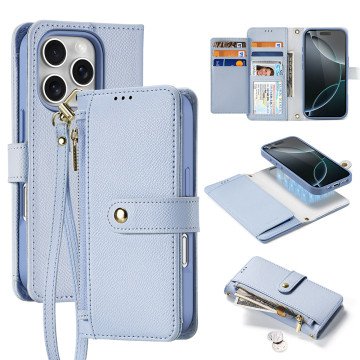 Dux Ducis Lawa Leather Case for iPhone 16 Pro Max with Detachable Magnetic Wallet - Blue Dux Ducis Lawa Leather Case for iPhone 16 Pro Max with Detachable Magnetic Wallet - Blue