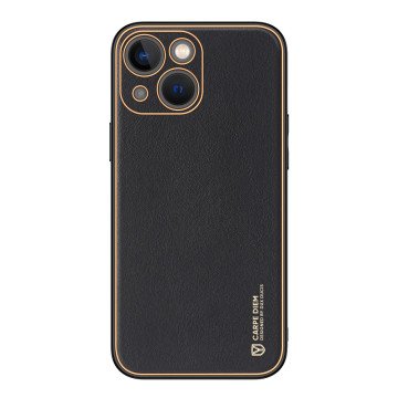 Dux Ducis Yolo iPhone 14 Plus case elegant faux leather cover black
