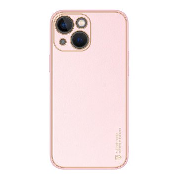 Dux Ducis Yolo iPhone 14 Plus case elegant pink faux leather cover