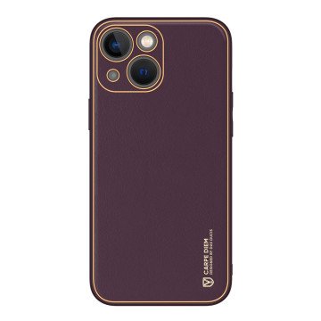 Dux Ducis Yolo iPhone 14 Plus case elegant purple faux leather cover