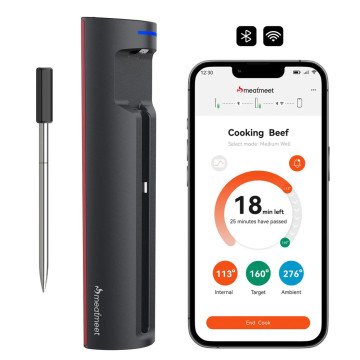 Meatmeet Pro smart kitchen thermometer with Bluetooth/WiFi app, grill, oven, smoker - black Meatmeet Pro smart kitchen thermometer with Bluetooth/WiFi app, grill, oven, smoker - black
