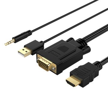 Orico XD-VATH VGA and mini jack 3.5 mm to HDMI Full HD 60 Hz cable with USB power 5 m - black Orico XD-VATH VGA and mini jack 3.5 mm to HDMI Full HD 60 Hz cable with USB power 5 m - black