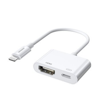 Joyroom S-H141 Lightning (male) - HDMI FullHD 1080p 60Hz (female) / Lightning (female) adapter - white Joyroom S-H141 Lightning (male) - HDMI FullHD 1080p 60Hz (female) / Lightning (female) adapter - white