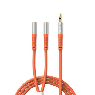 Orico AX2-10 audio cable 3.5mm minijack splitter for headphones and microphone 1m cable - orange Orico AX2-10 audio cable 3.5mm minijack splitter for headphones and microphone 1m cable - orange
