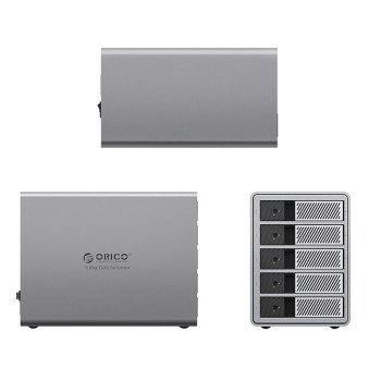 Orico 9858T3 5 Big DAS Solution ProThunder Disk Array with Thunderbolt 3 for 5 x 2.5"/3.5" SATA HDD/SSD - Gray