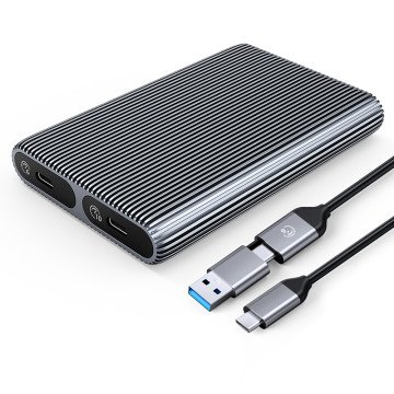 Orico AM2C3-2SN dual drive enclosure for two M.2 SATA+NVMe USB-C 3.2 6Gb/s / 10Gb/s discs - grey