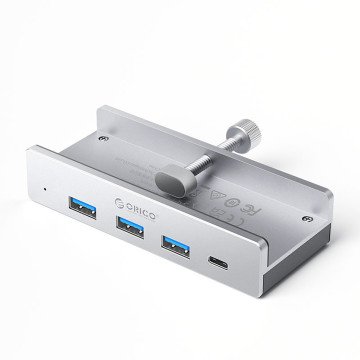 Orico MH4PC Hub Clamp-Mounted USB-C / 3x USB-A 3.0 + 1x USB-C 3.0 - Silver