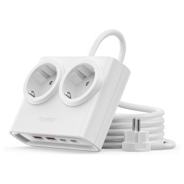 Orico PDC25 25W 6in1 Power Strip 2x AC + 2x USB-A + 2x USB-C - White Orico PDC25 25W 6in1 Power Strip 2x AC + 2x USB-A + 2x USB-C - White