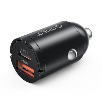 Orico MiniRing 30W USB-A + USB-C Car Charger - Black Orico MiniRing 30W USB-A + USB-C Car Charger - Black
