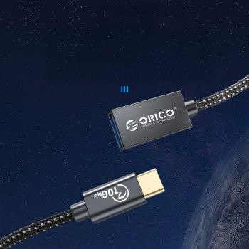 Orico CAF31 USB-C - USB-A 3.1 Gen 2 10Gbps 1m OTG adapter - black
