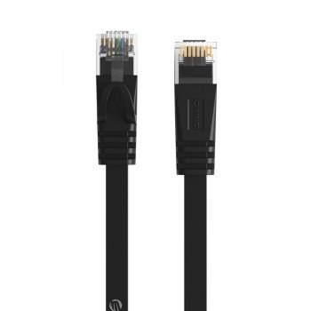 Orico PUG-C6B CAT6 1000Mbps RJ45 Ethernet Network Cable, Flat LAN, 2m, Black