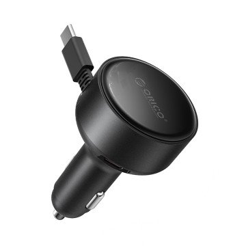 Orico FC-60-2C 60W car charger with retractable USB-C cable 65 cm - black Orico FC-60-2C 60W car charger with retractable USB-C cable 65 cm - black
