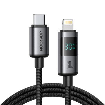 Joyroom S-A16 Pro Prism Series 30W USB-C - Lightning Cable with Display 1.2m - Black