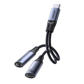 Joyroom SY-C03 USB-C to 2x USB-C 2in1 DAC adapter - black - OUTLET Joyroom SY-C03 USB-C to 2x USB-C 2in1 DAC adapter - black - OUTLET