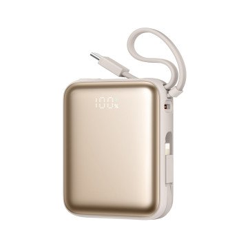 Joyroom JR-PBF27 22.5W 10000mAh Powerbank with Two Built-in Cables - Gold