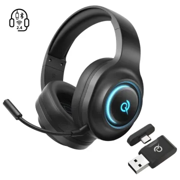 QCY Heroad V200 Tri-Mode Gaming Headphones with 7.1 Sound, 240h Battery, and Detachable Microphone - Black QCY Heroad V200 Tri-Mode Gaming Headphones with 7.1 Sound, 240h Battery, and Detachable Microphone - Black