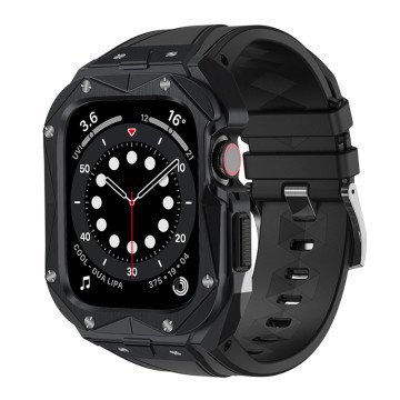 Kingxbar CYF140 2in1 armored case for Apple Watch 9, 8, 7 (45 mm) made of stainless steel with a strap, black - OUTLET Kingxbar CYF140 2in1 armored case for Apple Watch 9, 8, 7 (45 mm) made of stainless steel with a strap, black - OUTLET
