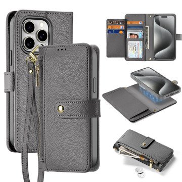 Dux Ducis Lawa Leather Case for iPhone 15 Pro Max - Gray Dux Ducis Lawa Leather Case for iPhone 15 Pro Max - Gray