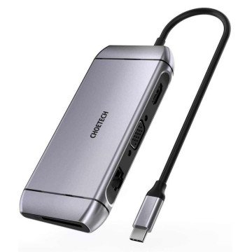 Choetech 9in1 multifunctional USB Type C HUB - 3x USB 3.2 Gen 1 / SD and TF memory card reader / HDMI 4K 30Hz / VGA Full HD 60Hz / USB Type C / RJ45 gray (HUB-M15 gray) Choetech 9in1 multifunctional USB Type C HUB - 3x USB 3.2 Gen 1 / SD and TF memory card reader / HDMI 4K 30Hz / VGA Full HD 60Hz / USB Type C / RJ45 gray (HUB-M15 gray)
