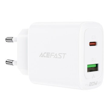Acefast wall charger USB Type C / USB 20W, PPS, PD, QC 3.0, AFC, FCP white (A25 white) Acefast wall charger USB Type C / USB 20W, PPS, PD, QC 3.0, AFC, FCP white (A25 white)