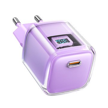Acefast A53 PD 30W GaN USB-C charger with display - purple Acefast A53 PD 30W GaN USB-C charger with display - purple
