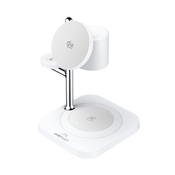 Acefast E39 Qi2.2 25W 4-in-1 Wireless Desk Charger for Phone, Watch, and Headphones with Night Light - White Acefast E39 Qi2.2 25W 4-in-1 Wireless Desk Charger for Phone, Watch, and Headphones with Night Light - White