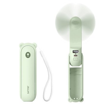 Jisulife Handheld Fan Life8 Mini Portable USB Fan with 2000mAh Power Bank and Flashlight - Green