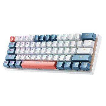 Machenike K500-B61 Wired Mechanical Gaming Keyboard with Backlight, Red Switch - White and Blue