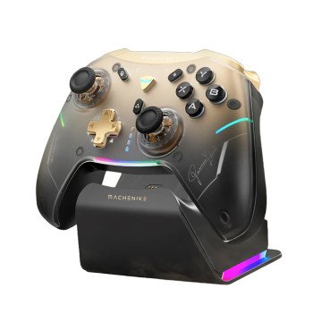 Machenike G5Pro Premium Edition Wireless Game Controller with Charging Station - Black and Gold