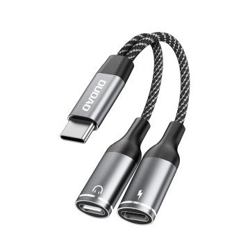 Dudao L13C+ 2in1 USB-C Adapter - Gray Dudao L13C+ 2in1 USB-C Adapter - Gray