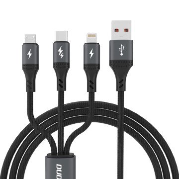 Dudao L3E 3 in 1 60W MicroUSB USB-C Lightning Cable 1.2m - Black Dudao L3E 3 in 1 60W MicroUSB USB-C Lightning Cable 1.2m - Black