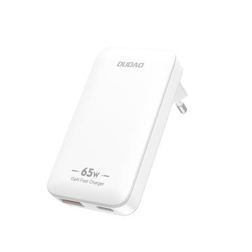 Dudao A65Q 65W GaN Travel Wall Charger USB-A / USB-C PD Ultra-Thin EU / US - White