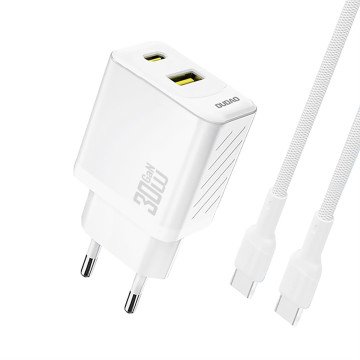Dudao A27TCEU PD 30W GaN USB-A USB-C Wall Charger with USB-C Cable - White Dudao A27TCEU PD 30W GaN USB-A USB-C Wall Charger with USB-C Cable - White