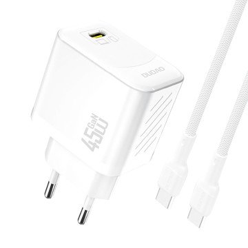Dudao A28C 45W GaN Wall Charger + USB-C Cable - White Dudao A28C 45W GaN Wall Charger + USB-C Cable - White