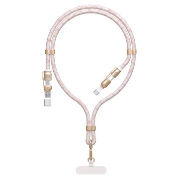 Dudao L20MAX 4in1 Cable / Lanyard USB-A / USB-C / Lightning PD QC 65W 1.5m - Pink Dudao L20MAX 4in1 Cable / Lanyard USB-A / USB-C / Lightning PD QC 65W 1.5m - Pink