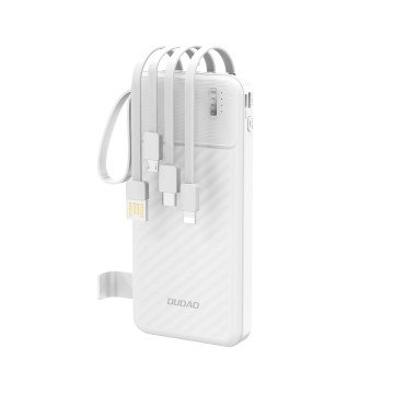 Dudao K11 10000mAh Powerbank with Built-in Cables - White