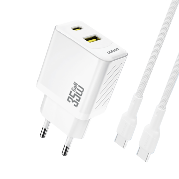 Dudao A27MaxCEU PD QC 35W USB-A USB-C Wall Charger with USB-C Cable - White Dudao A27MaxCEU PD QC 35W USB-A USB-C Wall Charger with USB-C Cable - White