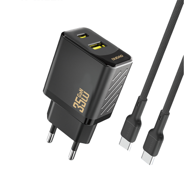 Dudao A27MaxCEU PD QC 35W USB-A USB-C Wall Charger with USB-C Cable - Black Dudao A27MaxCEU PD QC 35W USB-A USB-C Wall Charger with USB-C Cable - Black