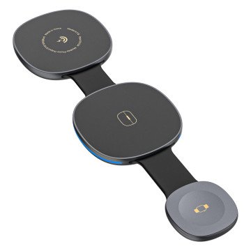 Dudao A11S 3-in-1 Wireless Charger Compatible with MagSafe Smartphone Smartwatch Headphones - Black