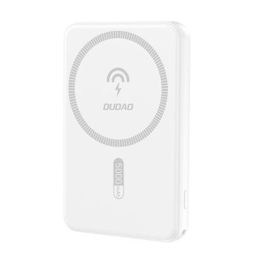 Dudao K14S Magnetic Power Bank 20W 5000mAh 1x USB-A 1x USB-C - White
