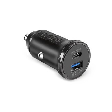 SBS TECRPD25W Car Charger 25W USB-A USB-C with Power Delivery - Black SBS TECRPD25W Car Charger 25W USB-A USB-C with Power Delivery - Black